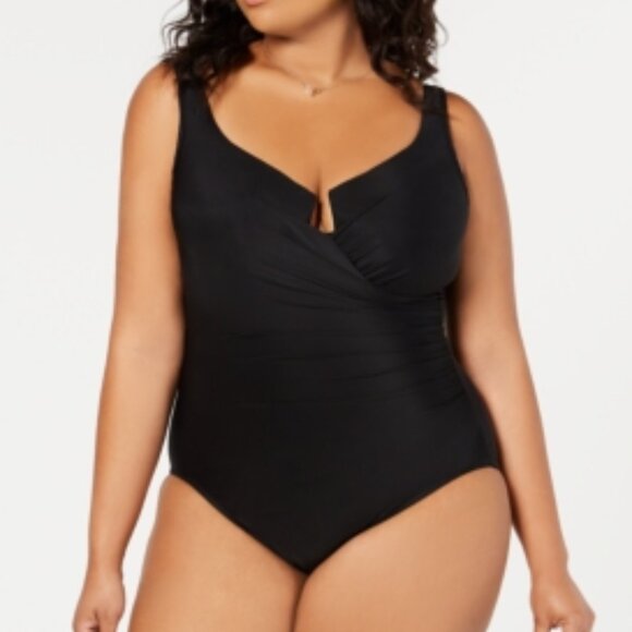 Miraclesuit Plus Size Escape Underwire Allover-Slimming Wrap One-Piece Swimsuit - Picture 1 of 12